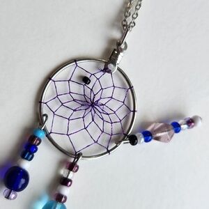 Purple and Silver Dreamcatcher Necklace